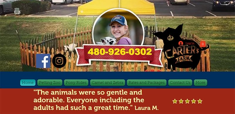 18. Carters Farm Mobile Petting Zoo and Ponies - Best Zoo Website Design Examples