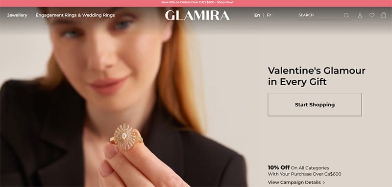 18. Glamira - Best Jewelry Website Design Examples