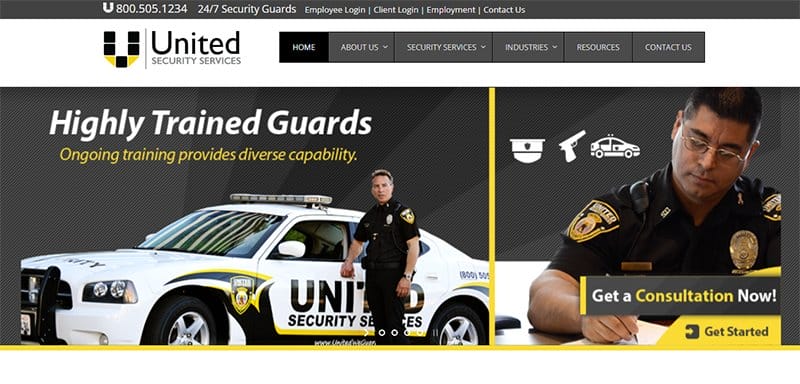 18. United Security Services - Best Security Website Design Examples