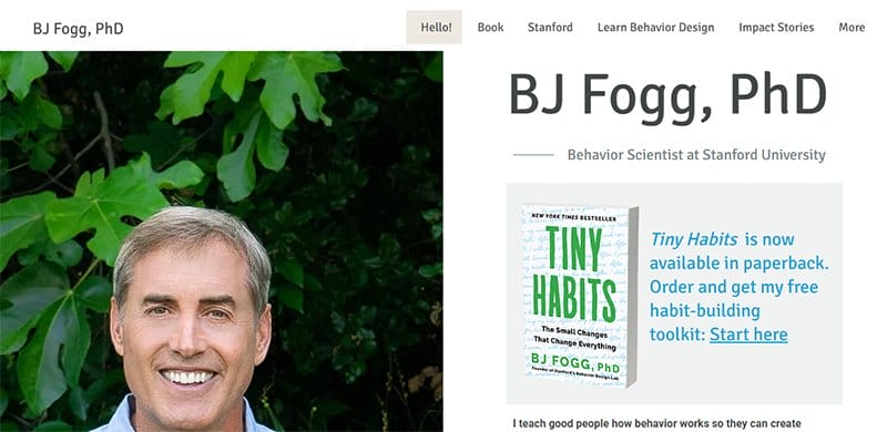 19. BJ Fogg - Great Personal Academic Website Examples