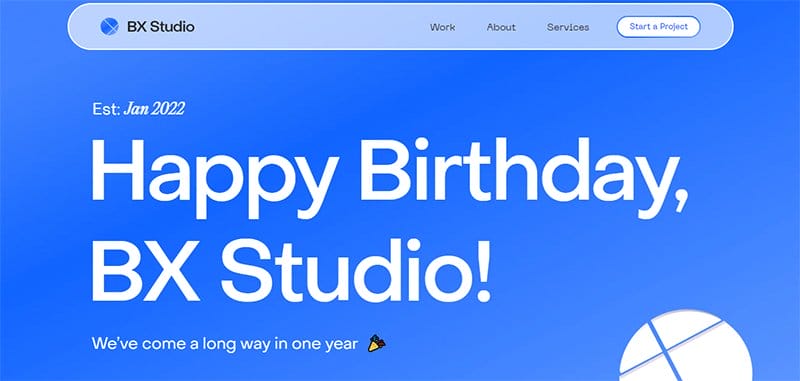19. BX Studio 1 Year Anniversary - Best Microsite Examples