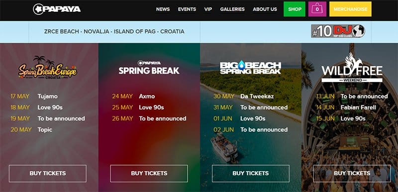 19. Papaya Club - Great Club Website Examples For Design Inspiration