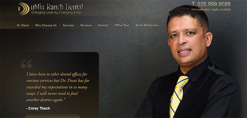 2. Dublin Ranch Dental - Best Black and Gold Website Designs for Inspiration Example