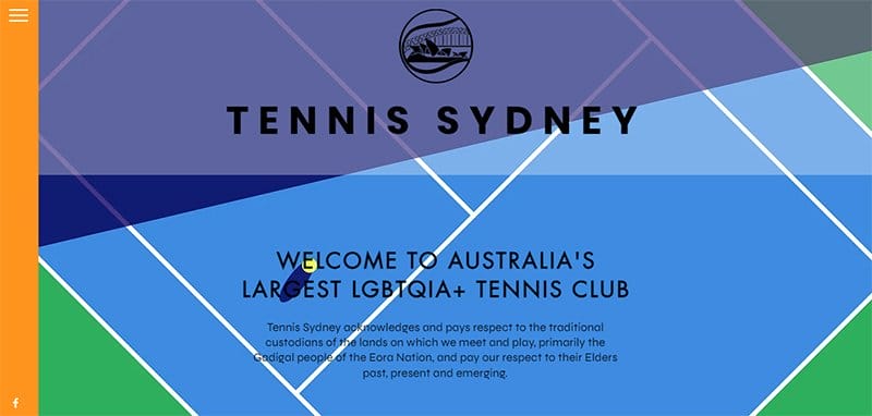 2. Tennis Sydney - Great Club Website Examples For Design Inspiration