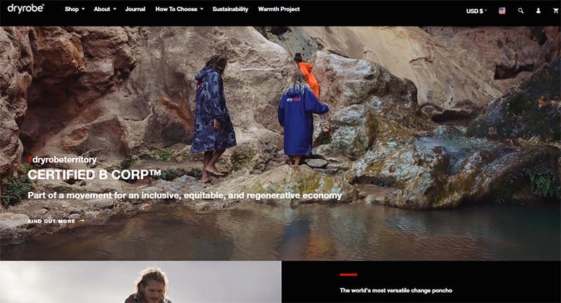 20. Dryrobe - Best Black and White Website Design Inspiration Example