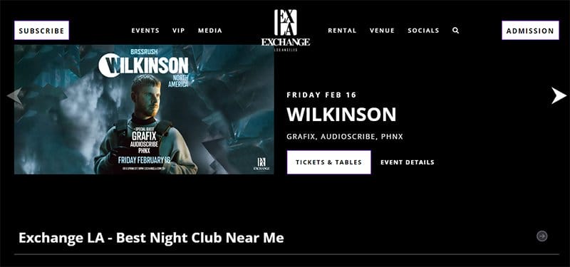 20. Exchange LA - Great Club Website Examples For Design Inspiration