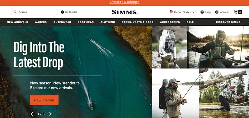 20. Simms Fishing - Best Fishing Websites Design Examples