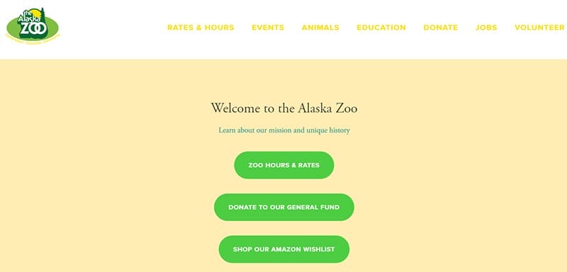 20. The Alaska Zoo - Best Zoo Website Design Examples