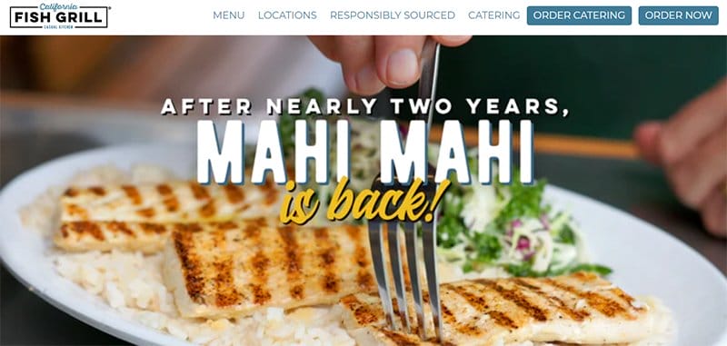 21. California Fish Grill - Best Fishing Websites Design Examples