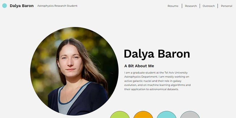 21. Dalya Baron - Great Personal Academic Website Examples