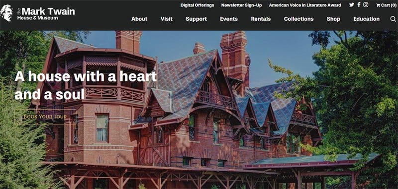 21. The Mark Twain House & Museum - Best Museum Websites for Design Inspiration Example