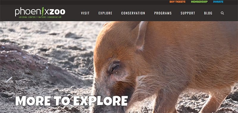 22. Phoenix Zoo - Best Zoo Website Design Examples