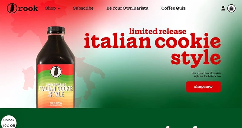 22. Rook Coffee - Beautiful Examples of Gradient Websites Example