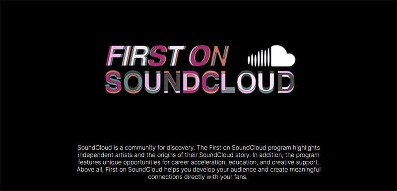 23. First on SoundCloud - Best Black and White Website Design Inspiration Example