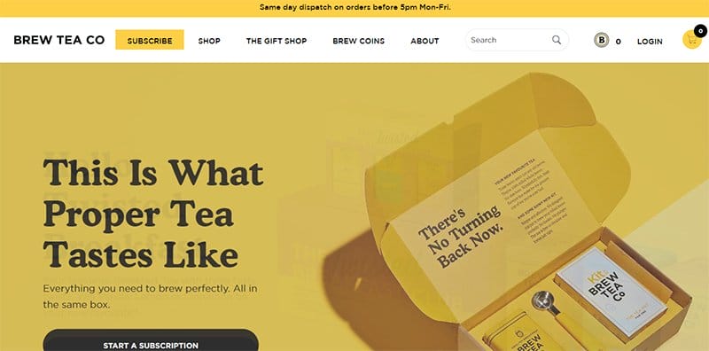 24. Brew Tea Co - Stunning Yellow Websites With Color Schemes Example
