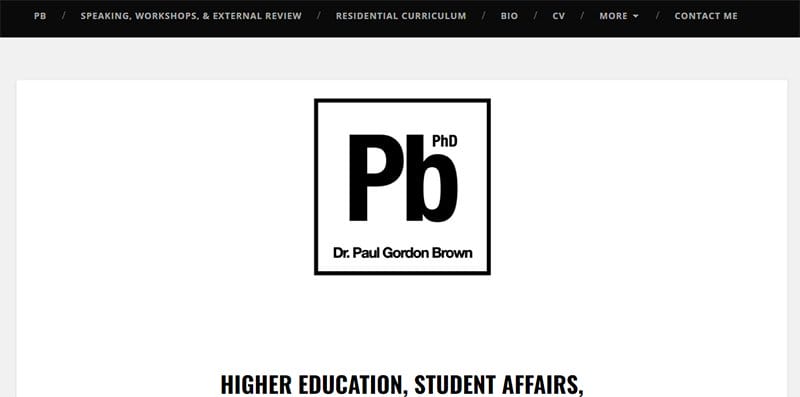 24. Dr. Paul Gordon Brown - Great Personal Academic Website Examples