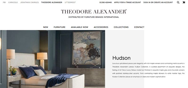 25. Theodore Alexander Furniture - Best Microsite Examples