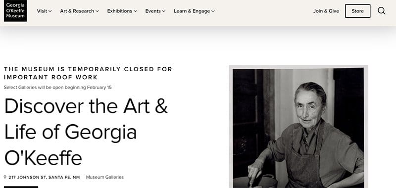 26. The Georgia O’Keeffe Museum - Best Museum Websites for Design Inspiration Example