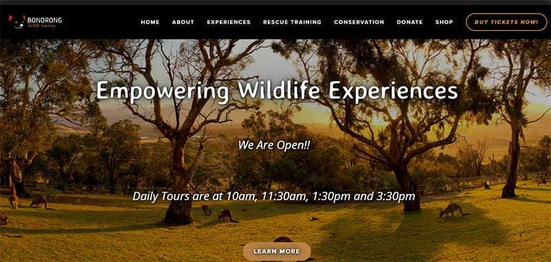 3. Bonorong Wildlife Sanctuary - Best Zoo Website Design Examples
