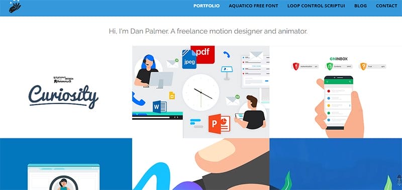 3. Dan Palmer Motion Design - Best Blue Websites Example