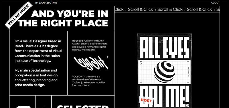3. Dana Barkay - Best Black and White Website Design Inspiration Example