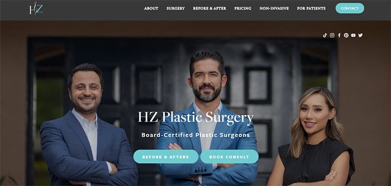 3. HZ Plastic Surgery - Plastic Surgery Websites With Modern Design Example