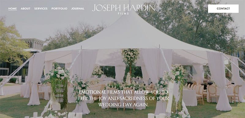 3. Joseph Hardin Films - Amazing Video Portfolio Websites & Design Examples