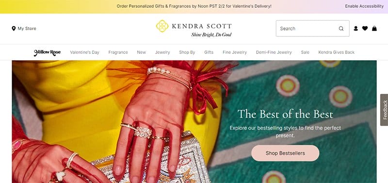 3. Kendra Scott - Best Jewelry Website Design Examples