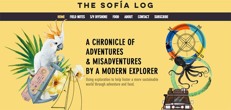 3. The Sofia Log - Stunning Yellow Websites With Color Schemes Example