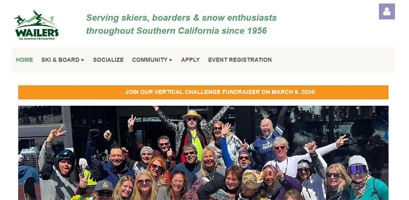 3. Wailers Ski, Snowboard & Social Club - Great Club Website Examples For Design Inspiration