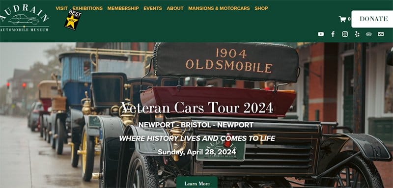 4. Audrain Auto Museum - Best Museum Websites for Design Inspiration Example