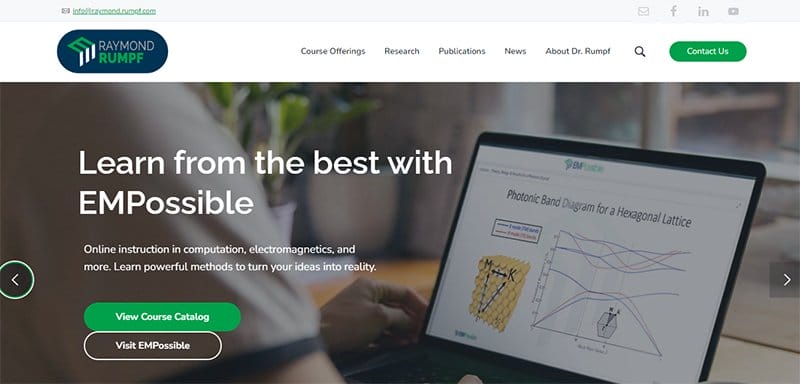 4. Raymond Rumpf - Great Personal Academic Website Examples