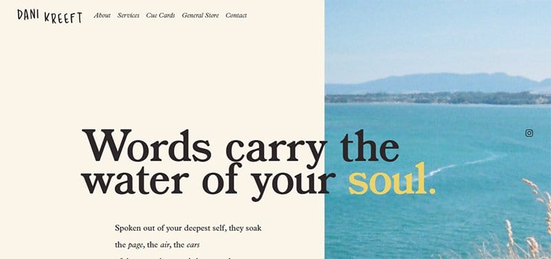 5. Dani Kreeft Writes - Innovative Web Design Examples