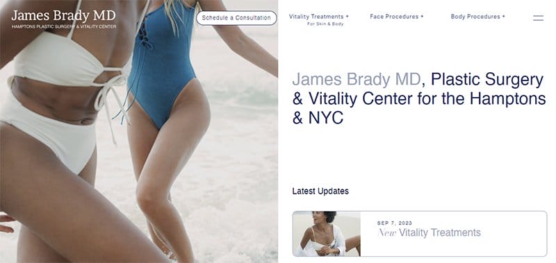 5. Dr. James Brady - Plastic Surgery Websites With Modern Design Example