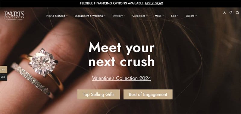 5. Paris Jewellers - Best Jewelry Website Design Examples