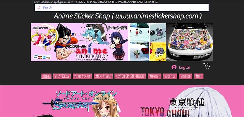6. Anime Sticker Shop - Best Japanese Web Design Examples
