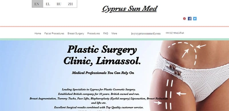 6. Cyprus Sun Med - Plastic Surgery Websites With Modern Design Example