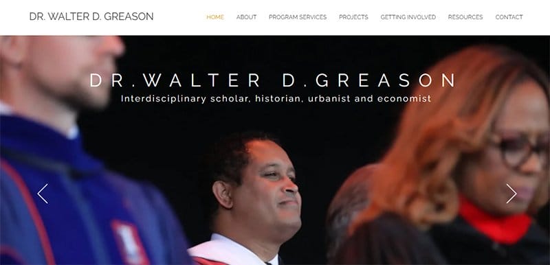 6. Dr. Walter D. Greason - Great Personal Academic Website Examples