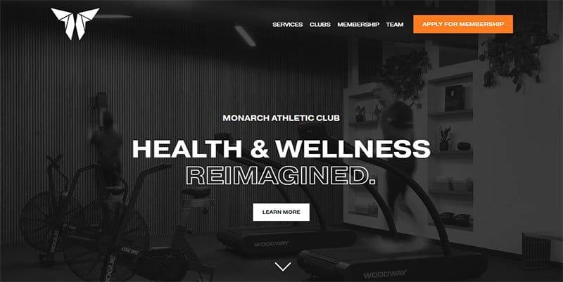 6. Monarch Athletic Club - Best Black and White Website Design Inspiration Example