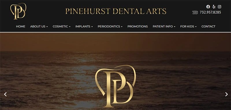 6. Pinehurst Dental Arts - Best Black and Gold Website Designs for Inspiration Example