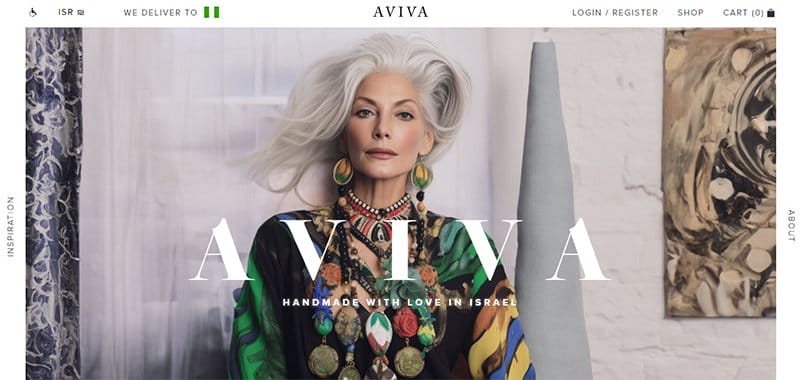 7. Aviva - Best Jewelry Website Design Examples