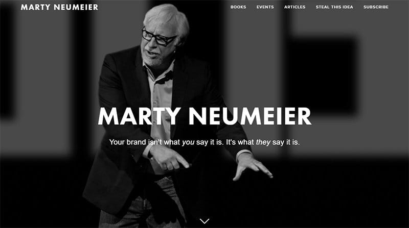 7. Marty Neumeier - Best Black and White Website Design Inspiration Example