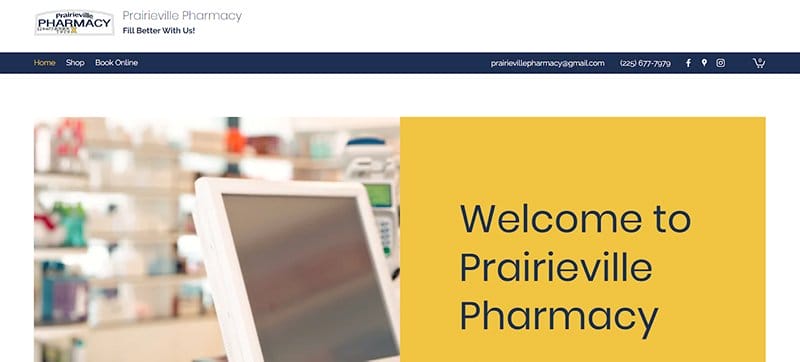 7. Prairieville Pharmacy - Best Pharmacy Website Design Examples