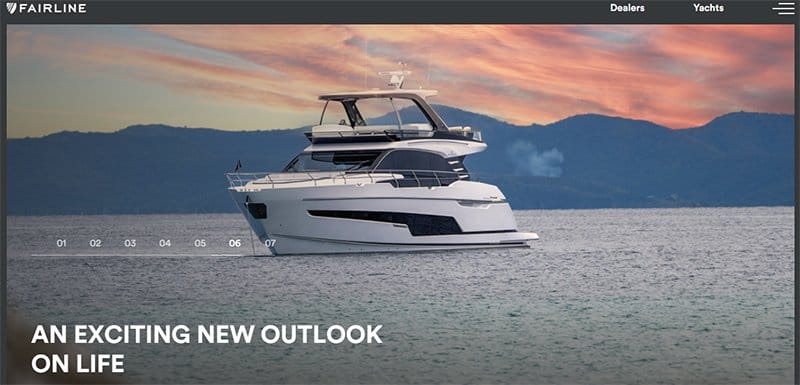 8. Fairline Yachts - Best Luxury Websites For Design Inspiration Example