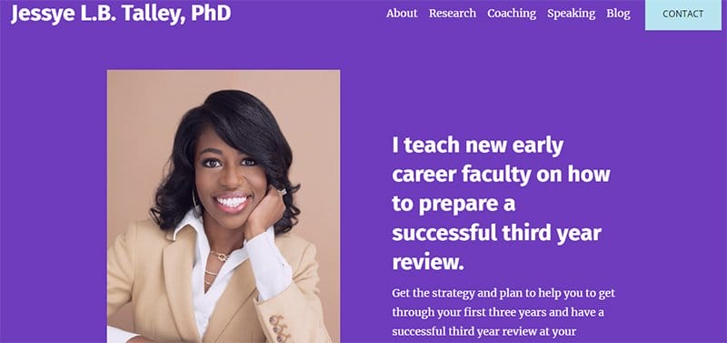 8. Jessye L.B. Talley - Great Personal Academic Website Examples
