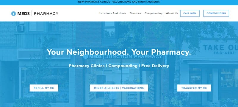 8. MEDS Pharmacy - Best Pharmacy Website Design Examples