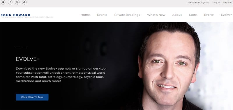 9. John Edward - Best Spirituality Website Examples