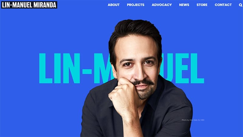 9. Lin-Manuel Miranda - Best Blue Websites Example