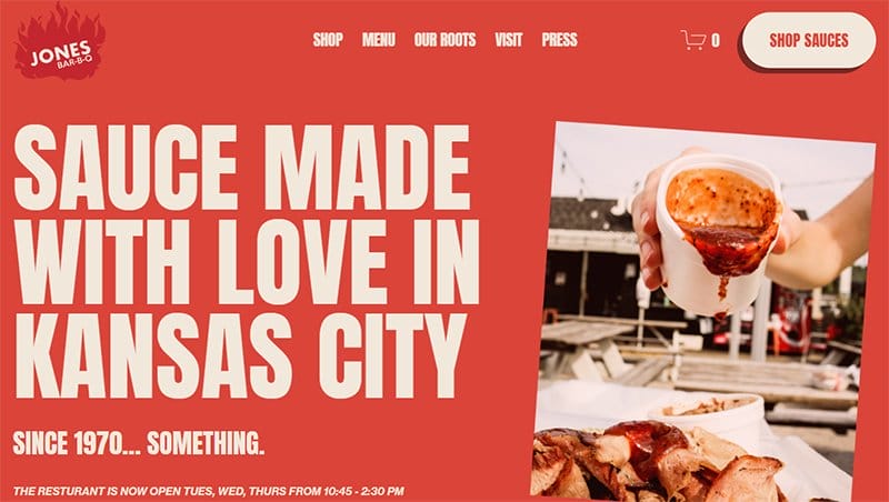 1. Jones Bar-B-Q - Best Red Website Design Examples