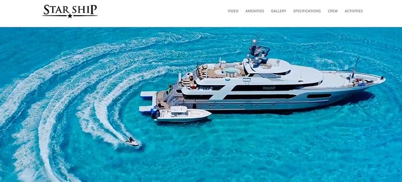 1. Motor Yacht Starship - Best Yacht Website Design Example